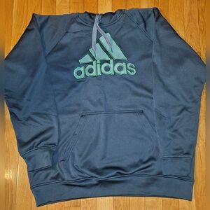 Adidas Men's Black and Green Hoodie